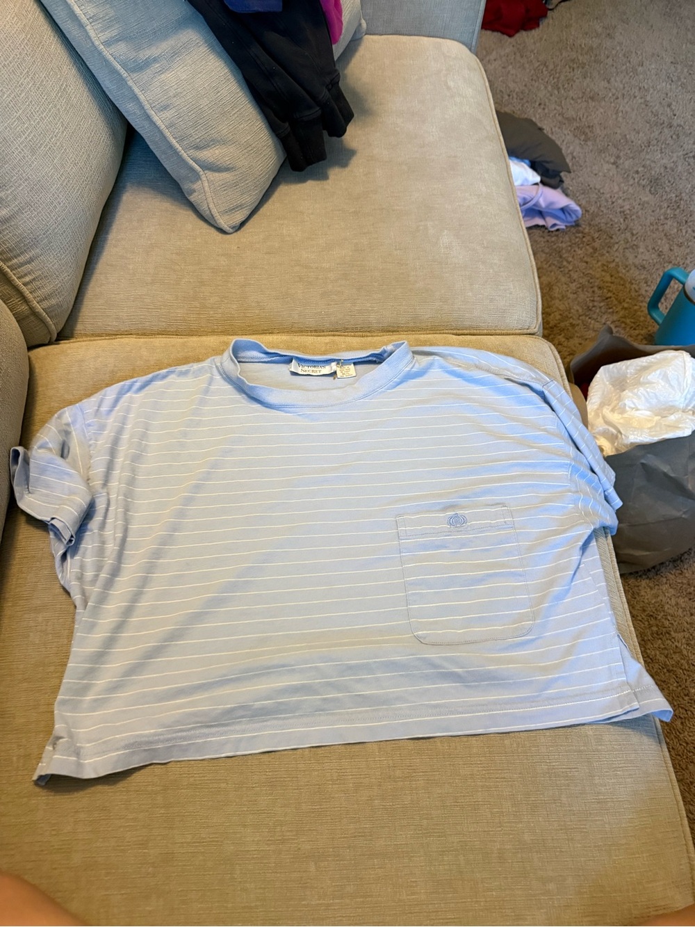 Vintage 90s Victoria’s Secret Gold Label Striped Pocket Tee